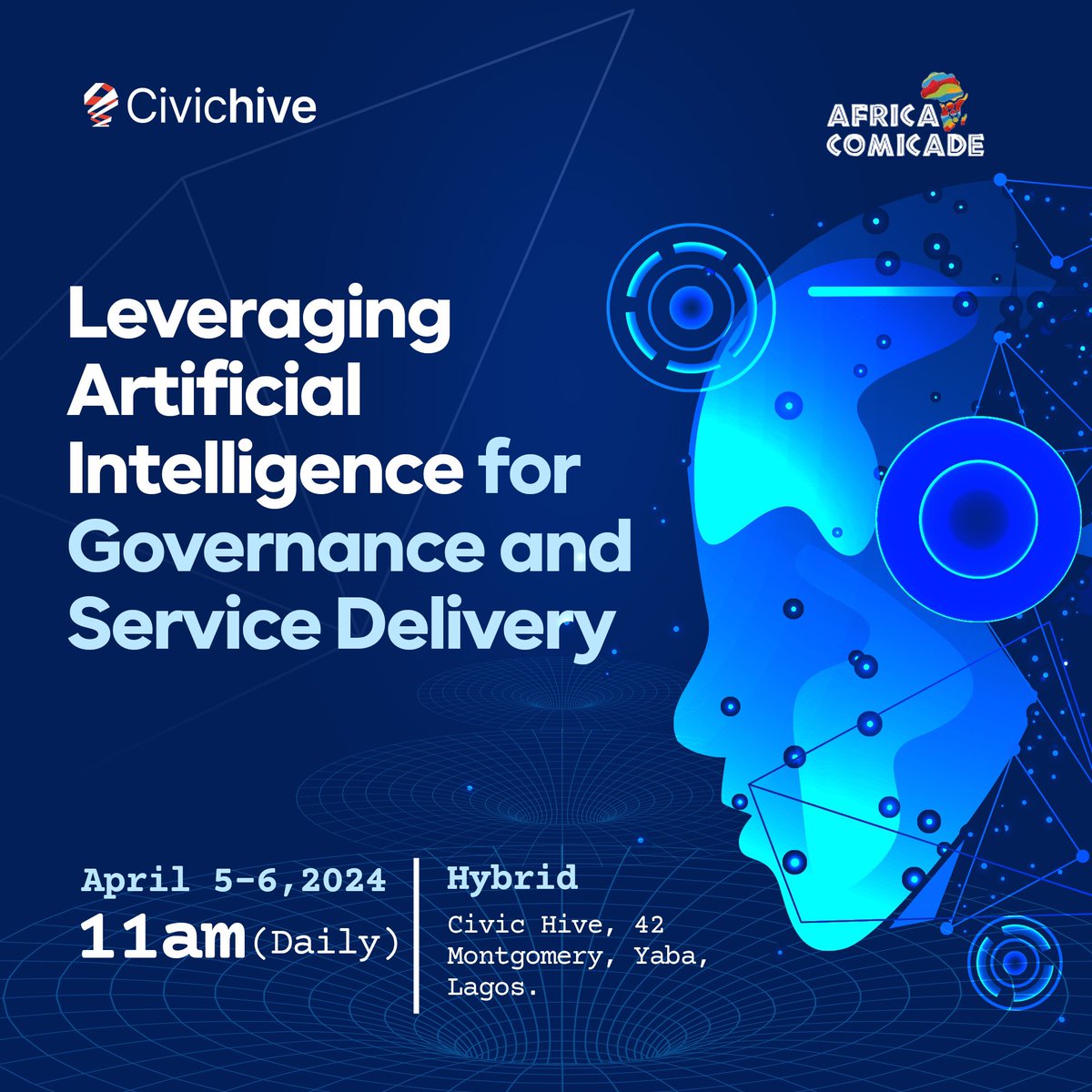 Exciting news! 🥁💃 Join us in collaboration with Africa Comicade for a groundbreaking workshop on Leveraging Artificial Intelligence for Governance and Service Delivery. Don't miss out on this opportunity Register now to secure your spot! tinyurl.com/CivicHiveworks…