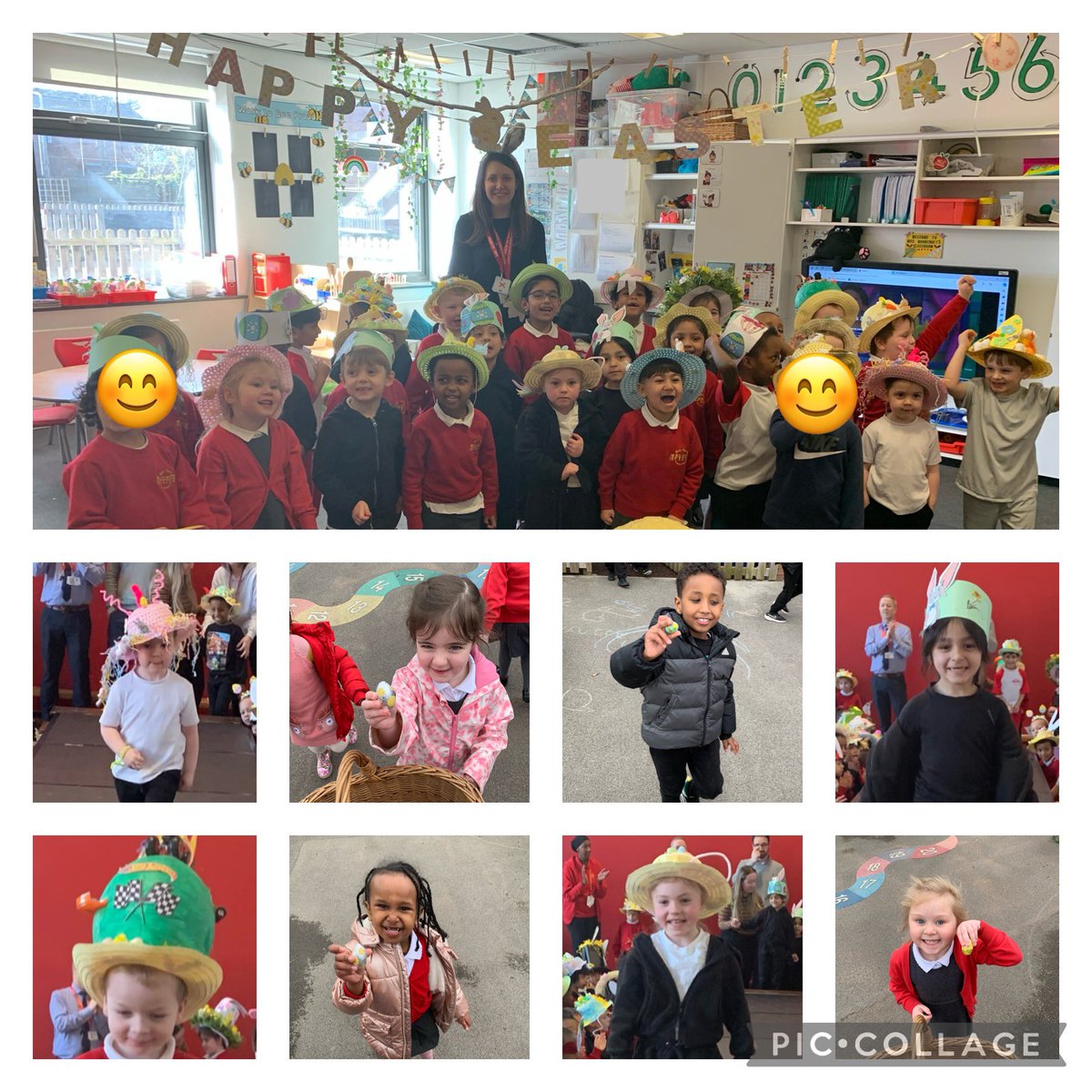 NewParkPrimary's tweet photo. RM had a lovely last day of term today! An Easter Bonnet parade, dancing and and Easter egg hunt outside! π° π₯ π£ Hope everyone has a lovely Easter! #NP_RM https://t.co/erQrh4Plu0