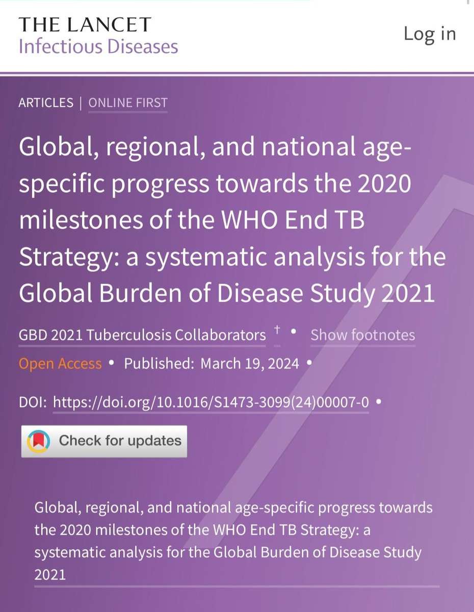 Read our latest work!

Our work indicated that global End TB milestones were not met, but 15 countries (of 204) achieved a 20% decrease in all-age TB incidence, 8 of which were in Western sub-Saharan Africa.

#tuberculosis #clinicalresearch #clinicalstudies #systematicreview #WHO
