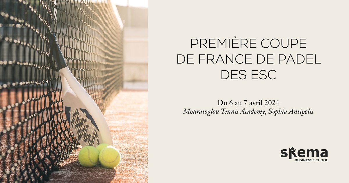 [NEWS 🚀] SKEMA is proud to announce the launch of the 1st edition of the Coupe de France de #Padel des ESC! Thanks to the initiative of our SKEMA Sports Association, this event marks a significant milestone for padel, a sport becoming increasingly popular among students.