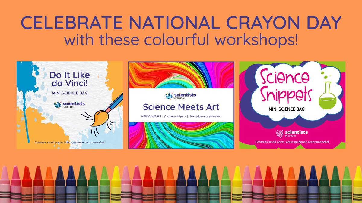 🎉 Happy #NationalCrayonDay! 🖍️ Dive into the world of science with these colourful workshops! 🖼 Do it Like da Vinci 🎨 Science Meets Art 🧪 Science Snippets. scientistsinschool.ca/workshops/comm… Email us at bookings@scieentistsinschool.ca!