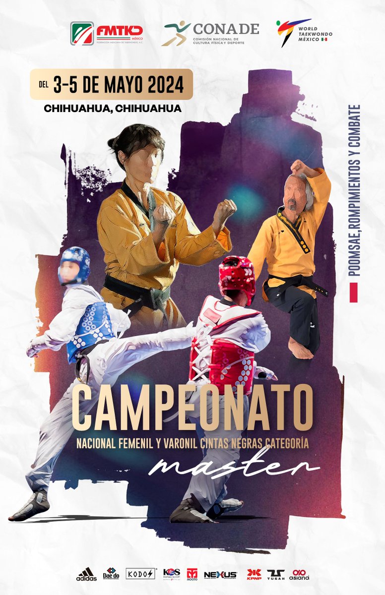 🚨 Atención 🚨 Del 3 al 5 de mayo en Chihuahua se celebrará el Campeonato Nacional Femenil y Varonil Cintas Negras Categoría Master. Informes con tu respectiva Asociación Estatal de #Taekwondo.