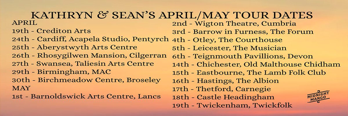 We notice we're the only Greater London gig on @kathryn_sean's forthcoming tour. Tickets have been selling swiftly ever since they went on sale, but there are a few left at wegottickets.com/event/602636/