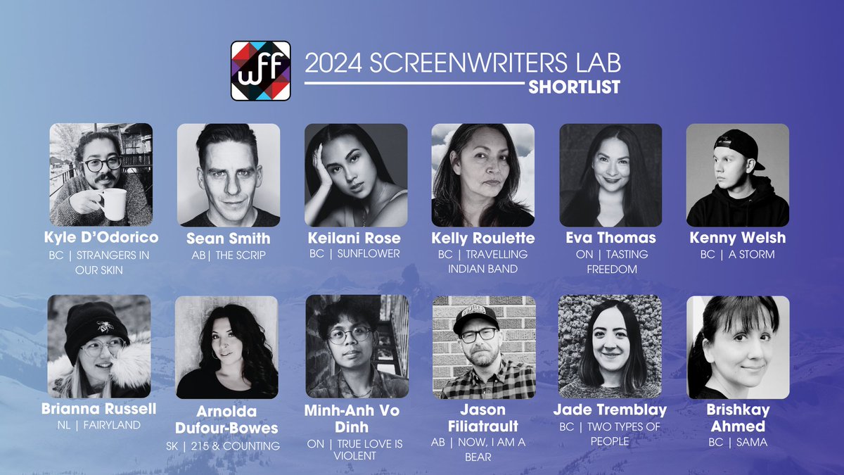 The 2024 WFF Screenwriters Lab shortlist is out! Congratulations everyone 👏⭐ Sponsored by @Telefilm_Canada, @creativebcs, @Netflix_CA @netflix