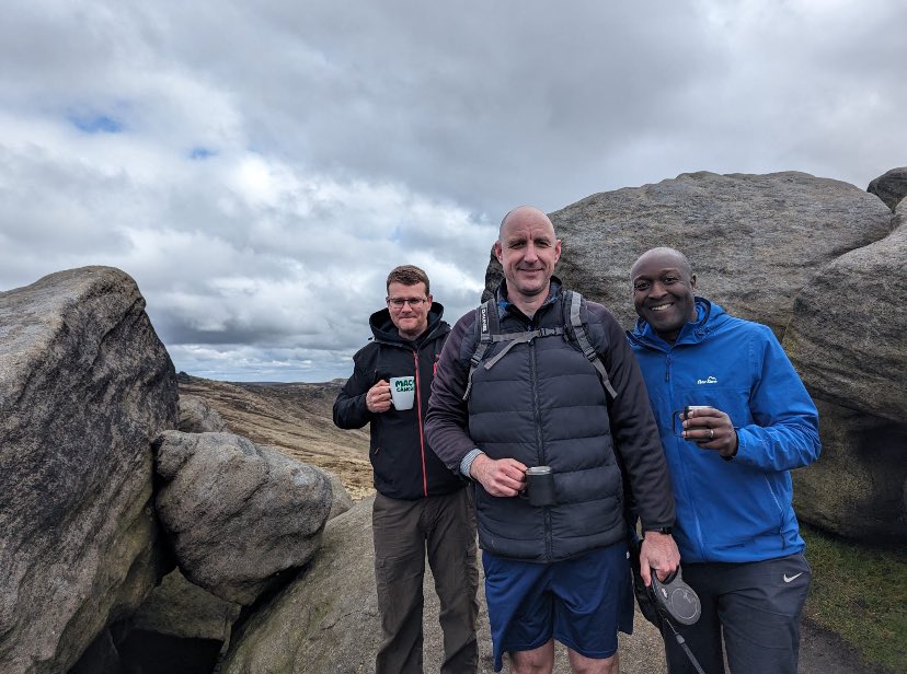 DT_AoMSchool's tweet photo. A group of AOM staff hiked Kinder Scout today in memory of our late and great friend &amp; colleague Barry Kelly raising more than £300 for Bowel Cancer Research UK. ‘When you walk you receive more than you seek’ https://t.co/Yxz0EENvrp