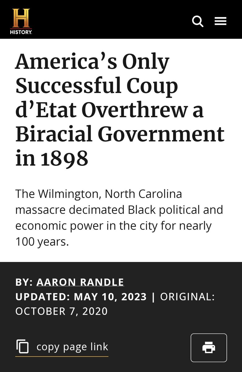 In 1898, White mobs overthrew the democratically elected government Wilmington, North Carolina, massacred 250 Black residents &amp; expelled 100,000 more, all because too many Black people were elected to office. This remains their mentality to this day. When they see too many Black