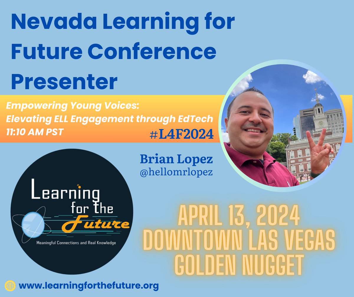 🎉 Excited to announce I’ll be presenting at #L4F2024 in Las Vegas! 🎲 I'm ready to light up the room with ideas that outshine the neon glow in the heart of Vegas! 🌟 #BetterTogether #keepmovingfoward @NVstateed @TeachandlearnNV @_NVSIDE