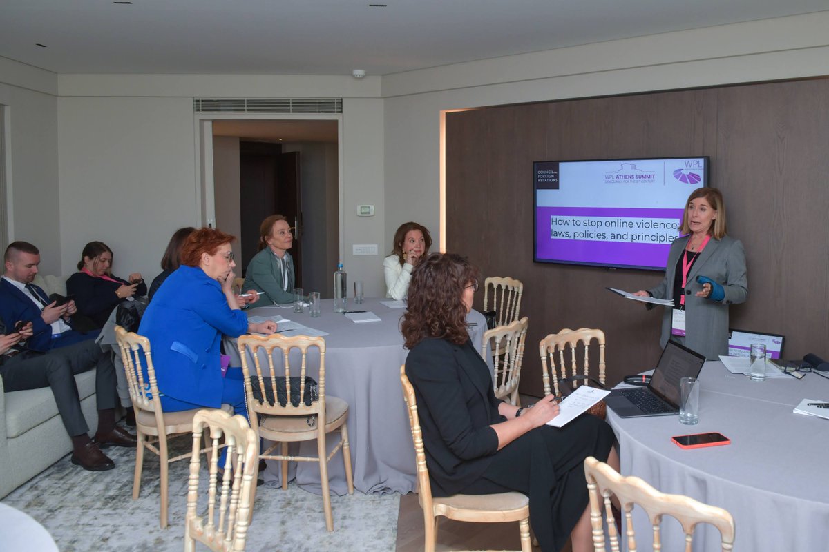 This past week, senior fellow @RobinsonL100 led a policy focus session on 'How to Stop Online Violence: Laws, Policies, and Principles' for the @WPLeadersOrg summit. Participants examined effective legislative and regulatory efforts that mitigate online violence against women.