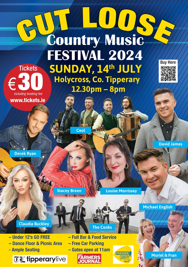 🚨 𝗢𝗡 𝗦𝗔𝗟𝗘 𝗡𝗢𝗪 🚨 Get ready for Cut Loose Country Music Festival 2024 returning on Sunday the 14th of July to Holycross Ballycahill GAA Club. Line up includes @derekryanmusic, @menglishmusic and more!!! Get your tickets NOW 👉 bit.ly/CutLoose-24