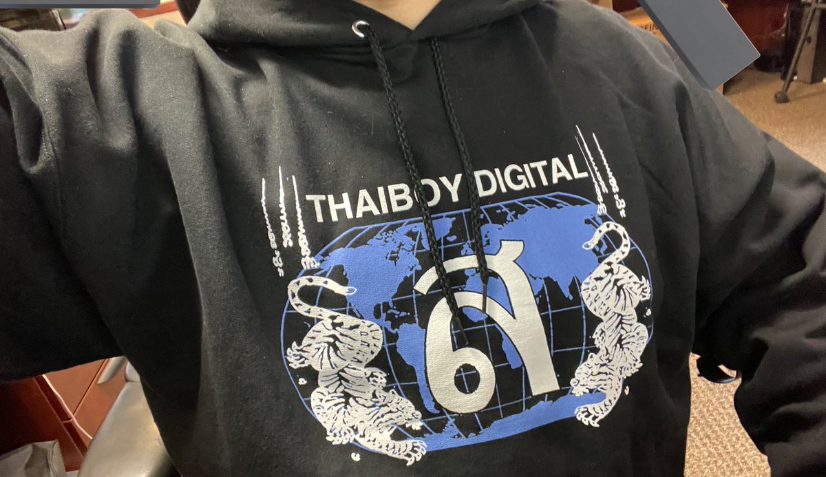 wore my thaiboy hoodie to work today and had to explain to my boss what shield gang is since it says 'SG14' in the back