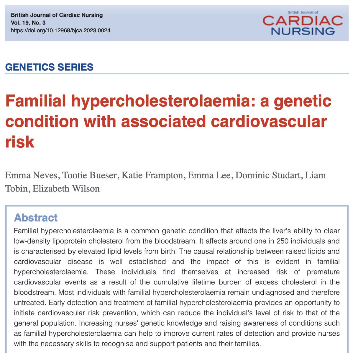 m4ggiesimpson's tweet photo. @BJCardNursing #genetics series part 6

Familial hypercholesterolaemia: a genetic condition with associated cardiovascular risk

https://t.co/9mCXkuP3ER

@2tbueser @bancccouncil https://t.co/b8lyJHz6KR