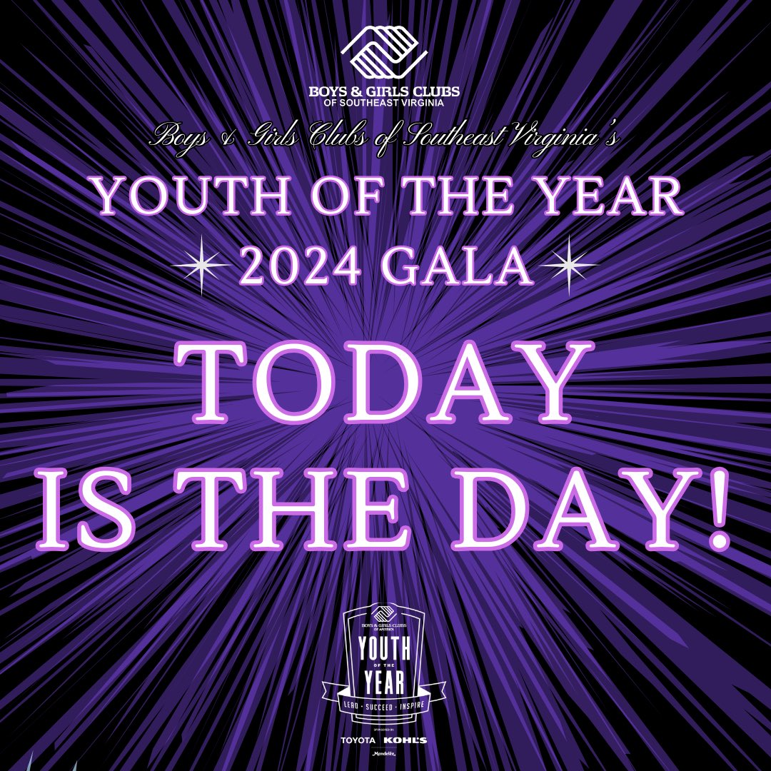 Today is the big day! After weeks of preparation and hard work, Youth of the Year has finally arrived. This is an exciting time for our organization as we celebrate the achievements and potential of our youth. Let's make today a day to remember!