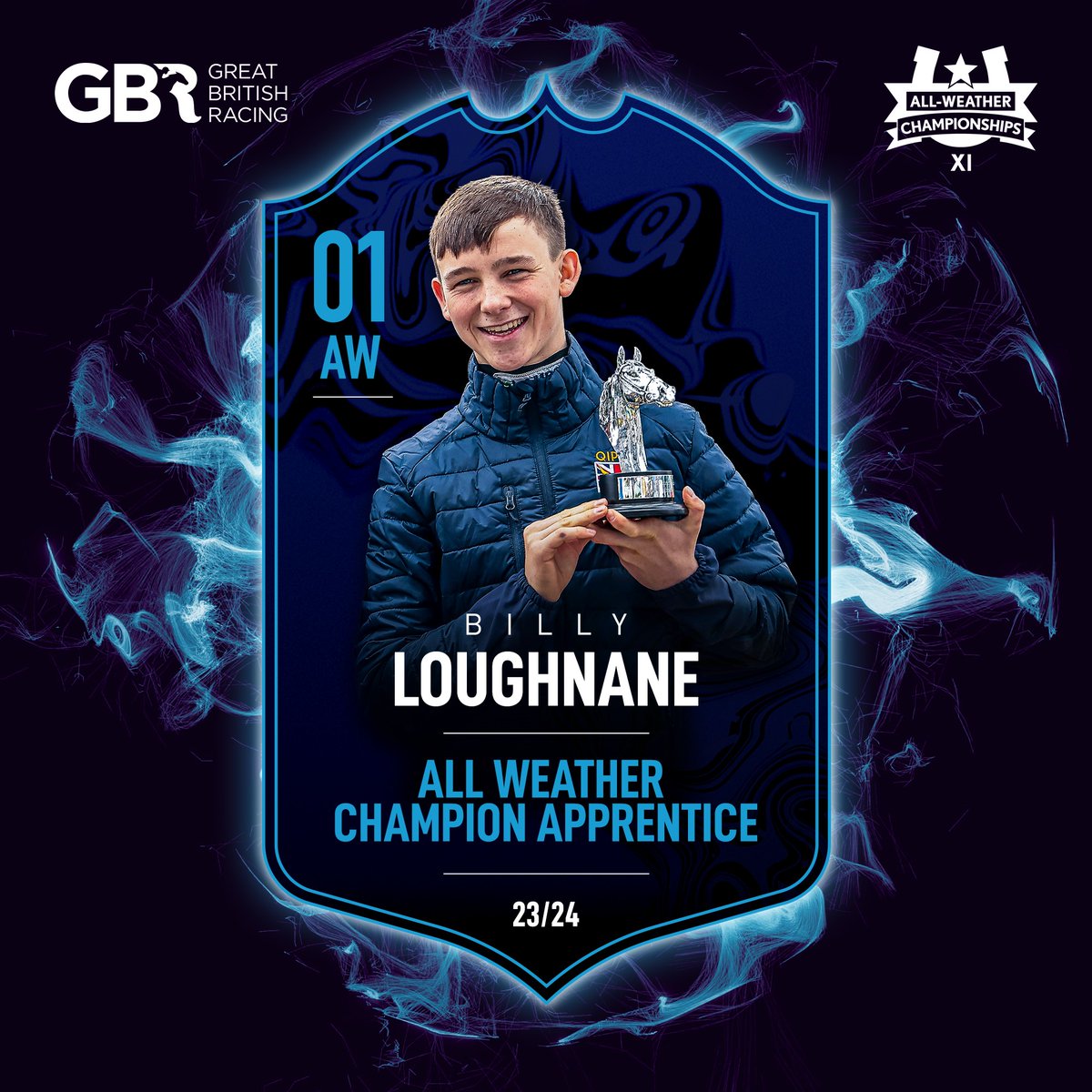 BILLY THE KID 🤠 This won't be the last trophy for @loughnane_billy 🏆 All Weather Champion Apprentice 2024 ahead of today's Finals Day in @NewcastleRaces 🤩 @arenaracingco