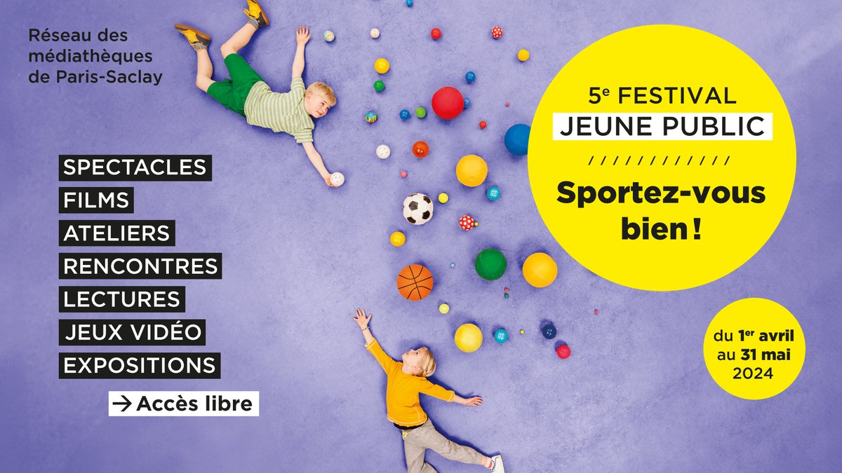 Festival jeune public 'sportez-vous bien !' du 1er avril au 31 mai. 👧🧒 Les jeunes de 0 à 12 ans sont invités à imaginer, échanger, créer, jouer à travers des animations variées sur le thème du sport. Programme➡️bit.ly/3Po0PlR