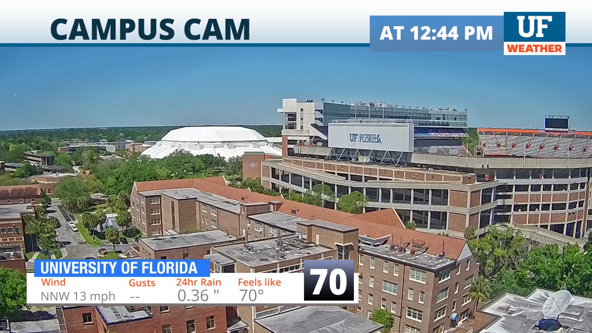 Clouds and rain are outta here and there's nothing but blue skies over #TheSwamp this afternoon. Enjoy it #Gators! #FLwx