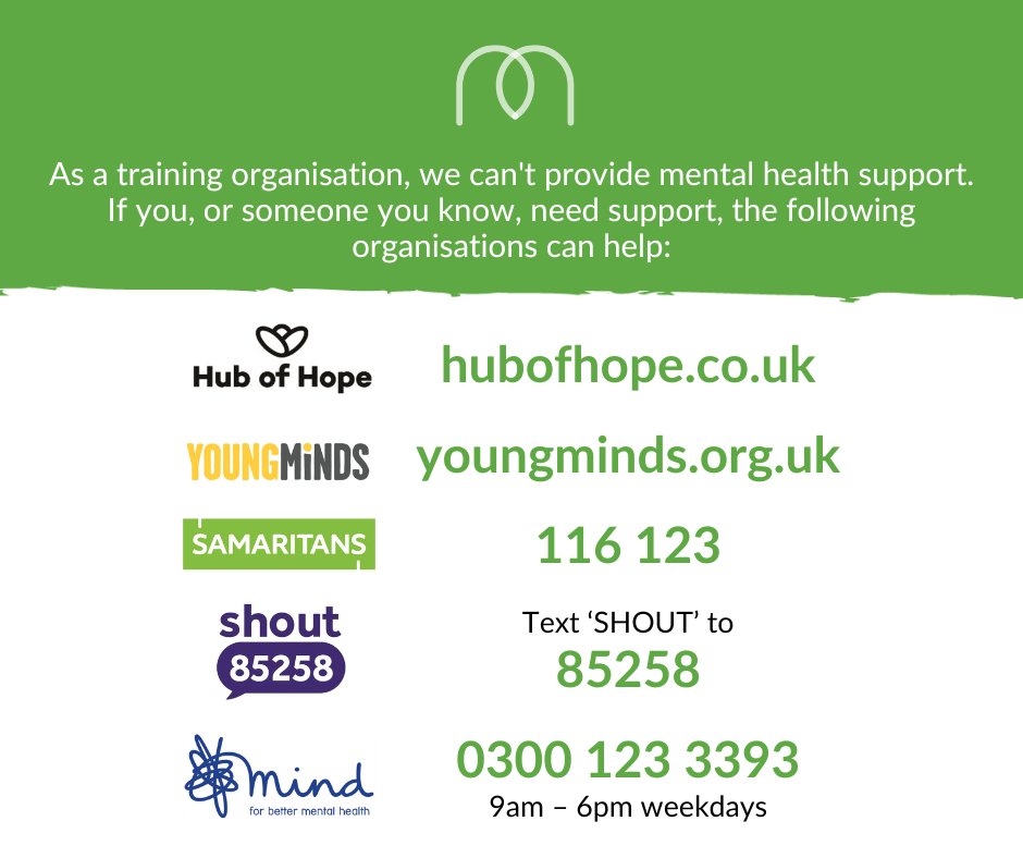 As a training organisation, we can’t provide mental health support. If you or someone you know needs support over the bank holiday weekend, the organisations listed below may be able to help.
