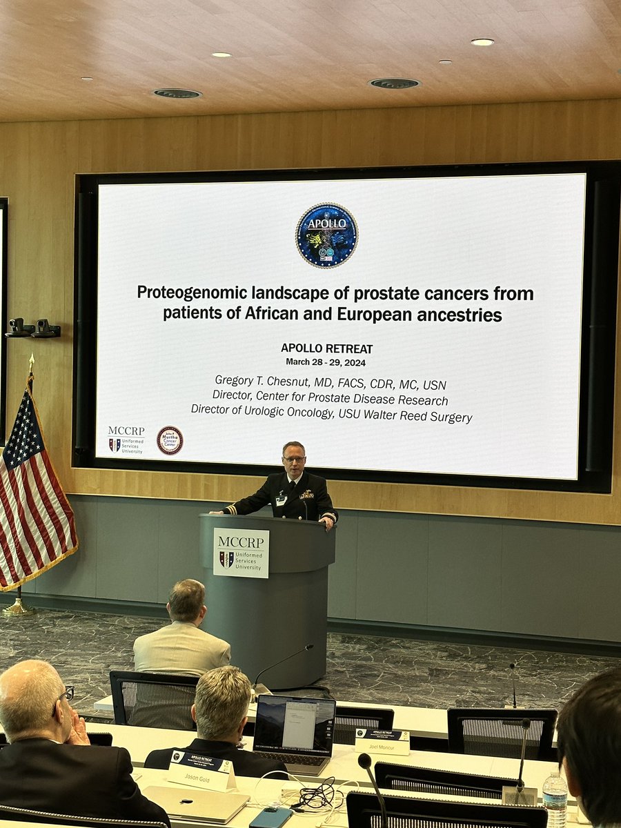 CPDR Director @ChesnutGregory presents our #CancerMoonshot proteogenomic study of a racially diverse cohort of #prostatecancer men now at the APOLLO Retreat.