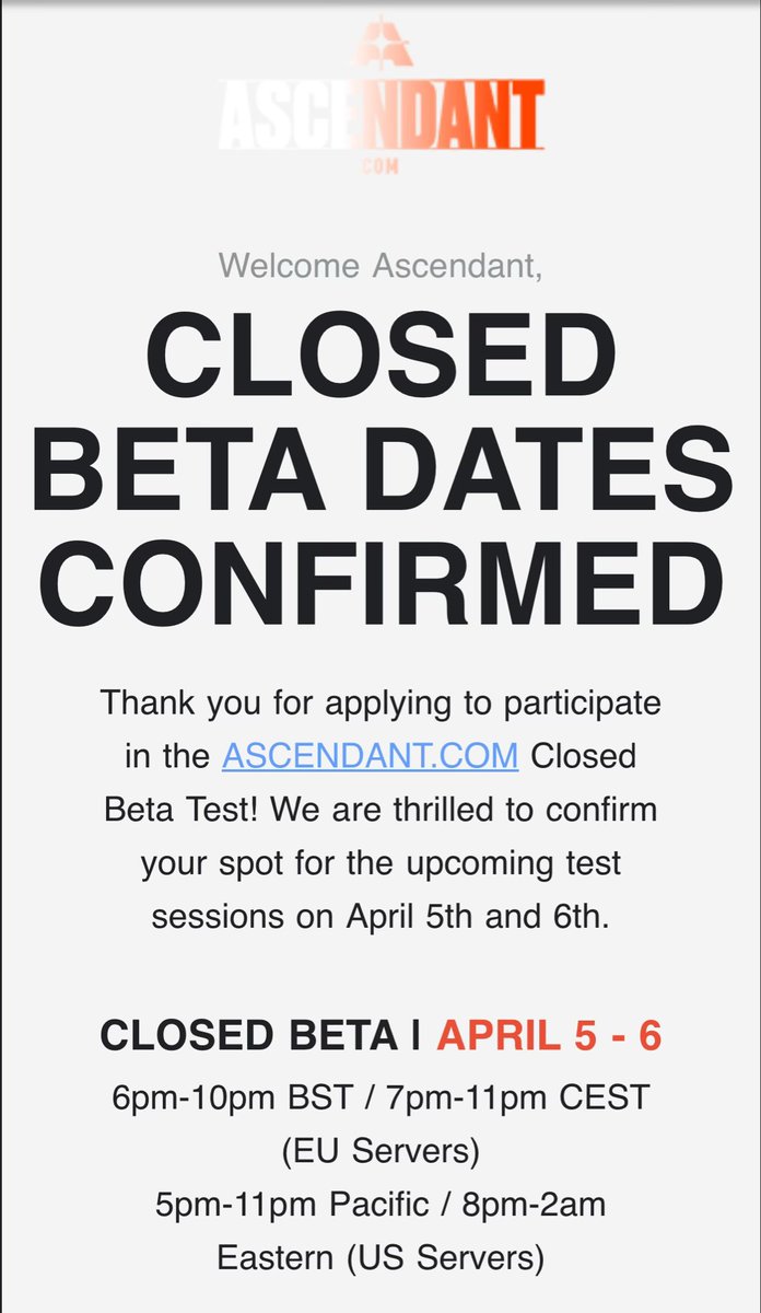 Anyone else excited for the @AscendantGame beta!? #ascendantgame #closedbeta #VTuberUprising