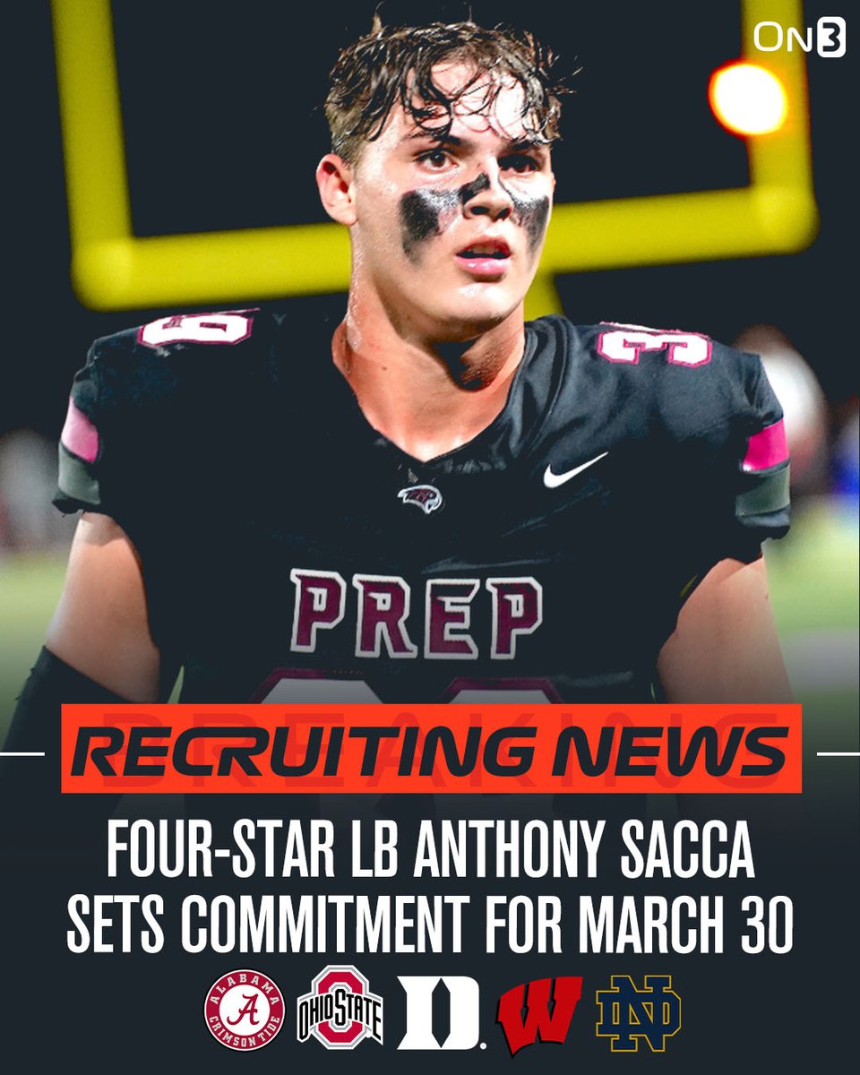 🚨NEWS🚨 4-star LB Anthony Sacca will announce his commitment on Saturday, he tells @ChadSimmons_‼️ Read: on3.com/news/4-star-lb…