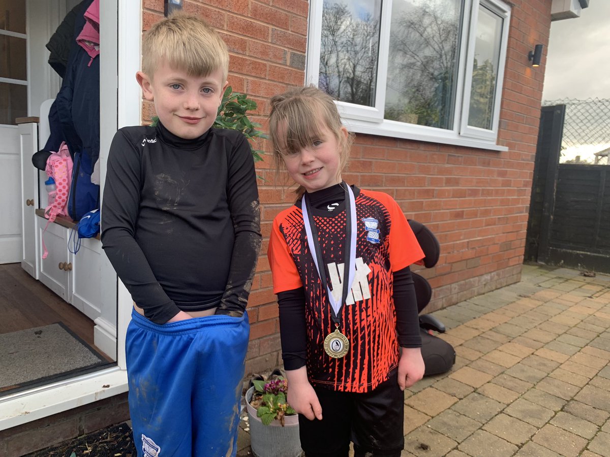 Three days at @7sRaven football camp and a late night watching the mighty @HSJFC_Official win on Tuesday have taken its toll on the boy. 
Absolutely shattered and covered in mud. 
Lily also joined football camp for the day on Wednesday, won trainer of the day too. #LoveFootball