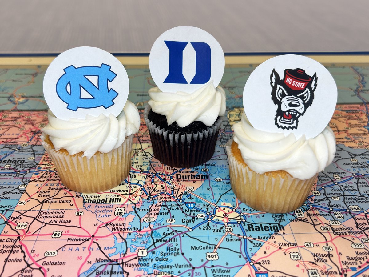 There’s nothing sweeter than the Triangle in @MarchMadnessMBB🧁 Happy Sweet Sixteen from Duke, @UNC and @NCState!