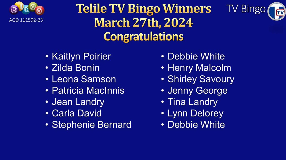 Congratulations to our latest Telile TV Bingo winners!