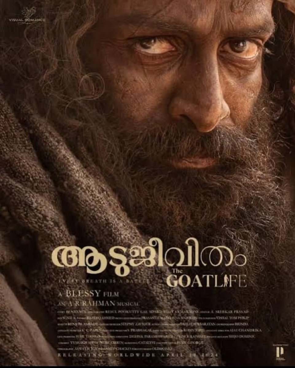 One of the most honest character driven stunning performance by @PrithviOfficial once again Oscar worthy sound deign by @resulp & the maestro @arrahman stunning cinematography by @sunilks89 the marvellous captain genius @DirectorBlessy truly a must watch in the theatres only