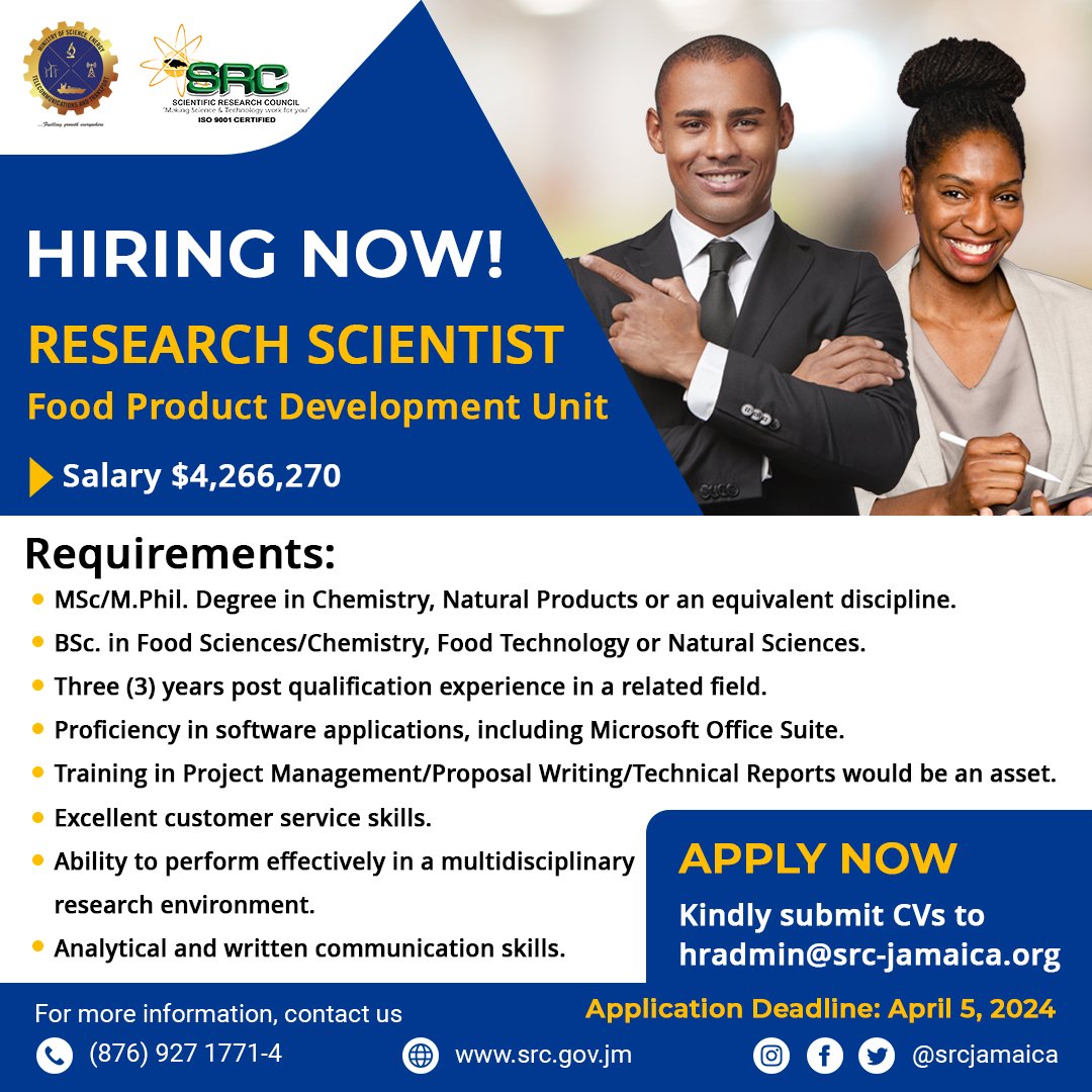 Are you interested in joining the SRC team? Apply today. #career #jobopportunity #biotechnology #foodscience #foodtechnology