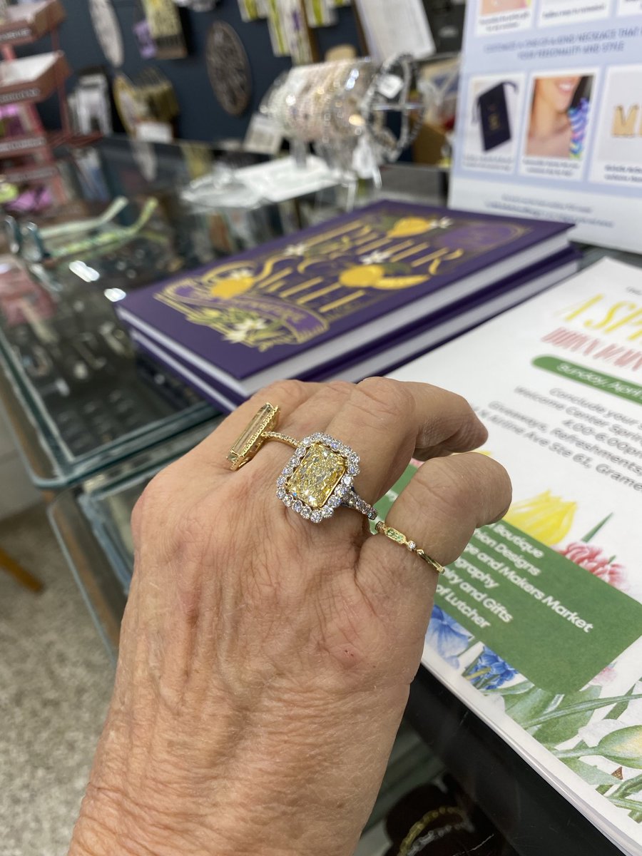 This is my dream ring, I would have to sell my house to get this, but I couldn’t resist trying it on, excuse my ugly hand. Would anybody like to guess how much this ring is?