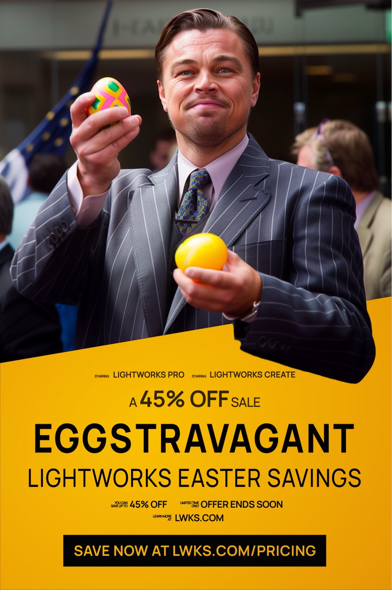Hop into our Lightworks Easter Sale and save 45% on any Lightworks plan!! 🎉 Save now at bit.ly/43FW9Oe 

But don't wait too long; this deal will go faster than a chocolate egg in a room full of hungry children!

✨ #EasterSale #Lightworks #VideoEditing #Easter