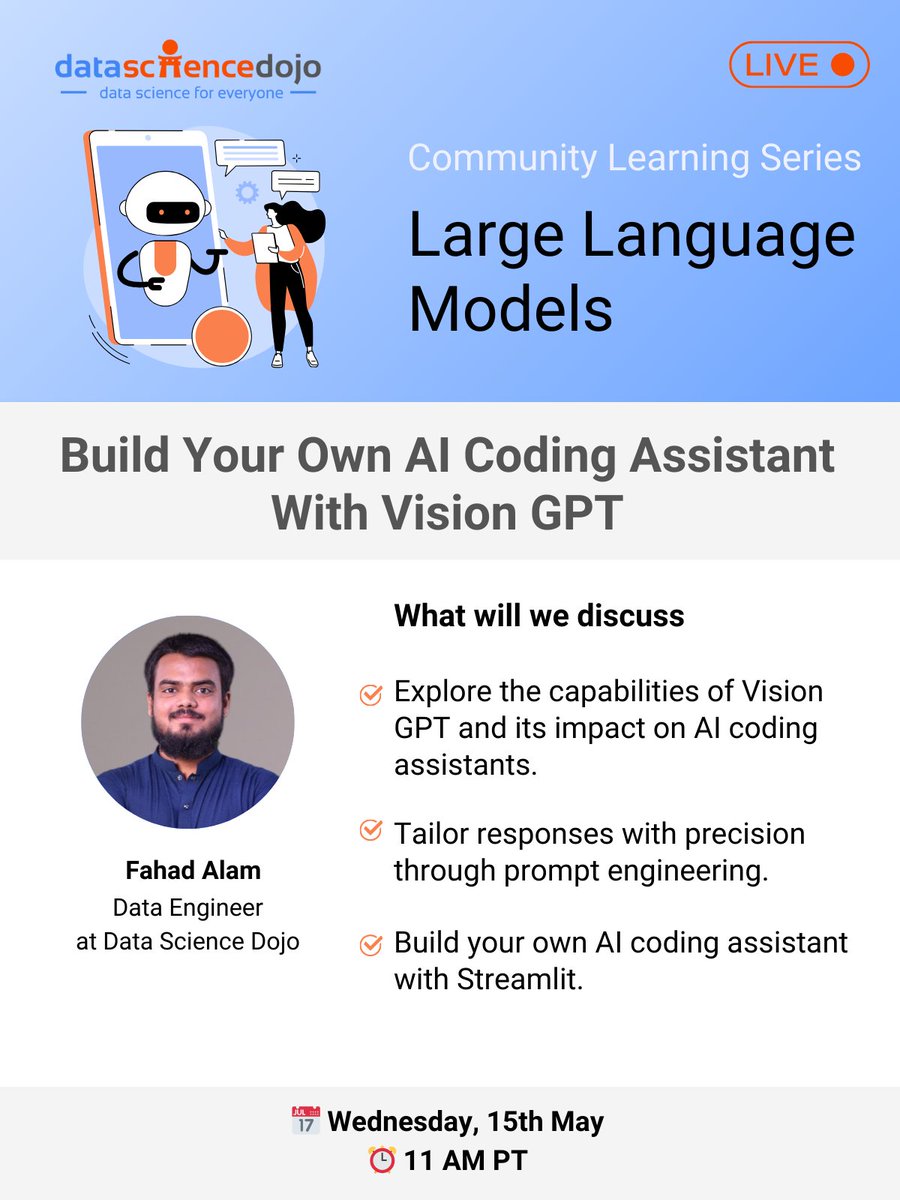 🚀Learn how to develop your #AI #Coding Assistant #Streamlit App: hubs.la/Q02q56B50

#Coding #LLM #VisionGPT #promptengineering #Chatbots #AIChatbots #RAGApproach #LangChainFramework #TechWebinar