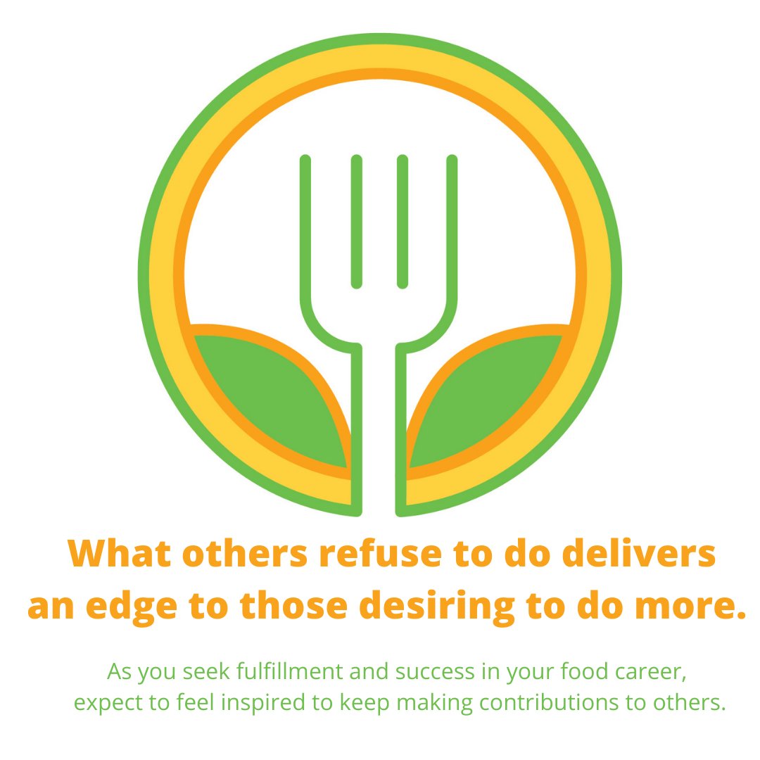 Beyond serving others, continue to grow intellectually and succeed in a bigger way. 

Go beyond what's expected. Add more knowledge to and understanding of your food career and job. 

#foodie #foodcareer #foodjob #leadership #learningdevelopment #foodworkforcedevelopment