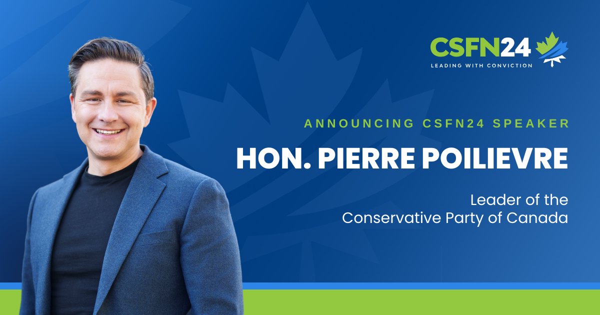 We are excited to announce that the Hon. Pierre Poilievre will be a keynote speaker at this year's Canada Strong and Free National Conference, April 10-12. 🌍🎤 @PierrePoilievre 📆 April 10-12 📍 Location: Ottawa ✅ Register now to secure your spot: canadastrongandfree.network/date/canada-st…