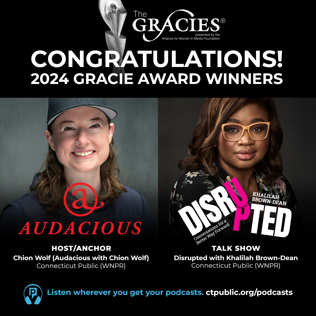 THRILLED to announce that DISRUPTED earned the Best Talk Show Award from the Alliance for Women in Media! Big thanks to my team and all who support this work. Congrats to my friend @ChionWolf for winning best host! #TheGracies #Gracies @AllWomeninMedia @wnpr #DISRUPTEDCT