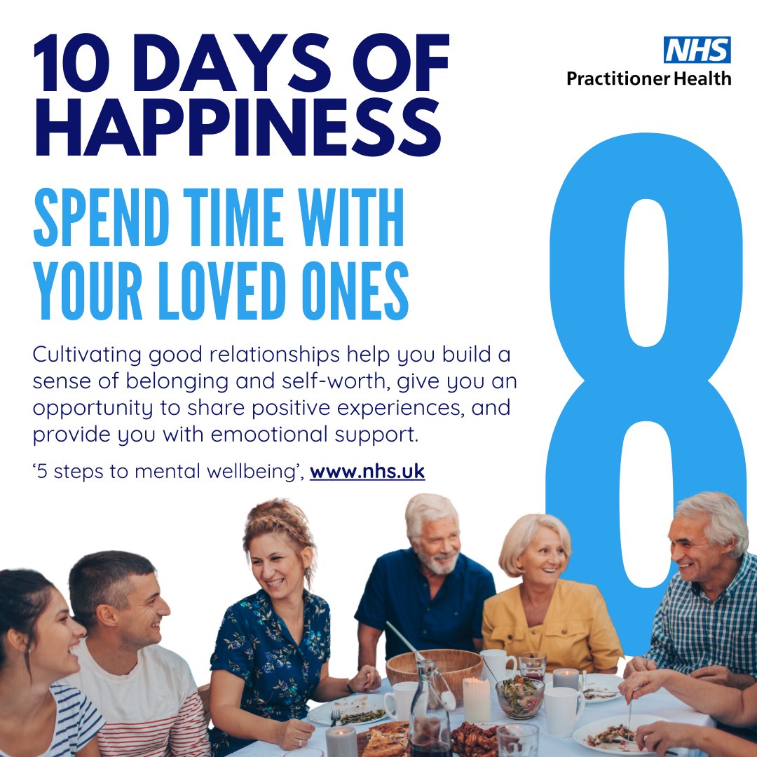 Spending time with your loved ones can help you feel happier! #10DaysOfHappiness #NHSPractitionerHealth #WoundedHealer24
