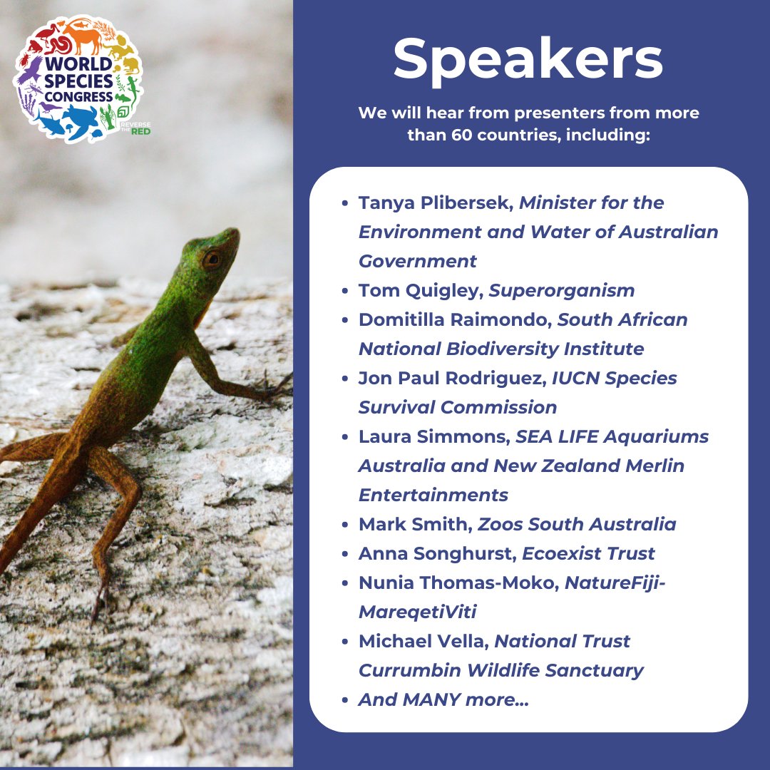 We are so excited to announce our first set of confirmed speakers and panels for the World Species Congress! The 24-hour program of the World Species Congress is designed to create a collision of ideas. Register now: e2kevents.swoogo.com/worldspeciesco…
#WorldSpeciesCongress #ReverseTheRed
