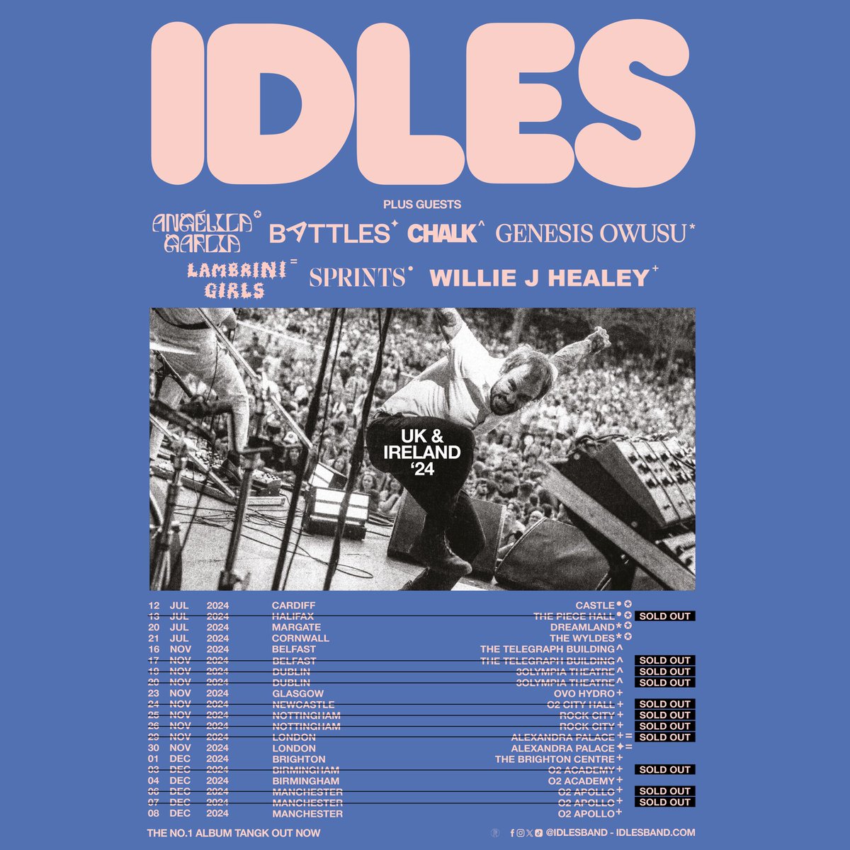 I D L E S (@idlesband) on Twitter photo Delighted to share that these exceptional artists <a href="/AngelicaGarcia/">Angélica Garcia</a>, <a href="/BATTLES/">battles</a>, @chalk_band, <a href="/genesisowusu/">genesis owusu</a>, @lambrini_girls, <a href="/SPRINTSmusic/">SPRINTS</a> and <a href="/WJHealey/">WILLIE J HEALEY</a> will be joining us on the UK&IE leg of our LOVE IS THE FING ‘24 Tour.
idles.lnk.to/tour Delighted to share that these exceptional artists <a href="/AngelicaGarcia/">Angélica Garcia</a>, <a href="/BATTLES/">battles</a>, @chalk_band, <a href="/genesisowusu/">genesis owusu</a>, @lambrini_girls, <a href="/SPRINTSmusic/">SPRINTS</a> and <a href="/WJHealey/">WILLIE J HEALEY</a> will be joining us on the UK&IE leg of our LOVE IS THE FING ‘24 Tour.
idles.lnk.to/tour