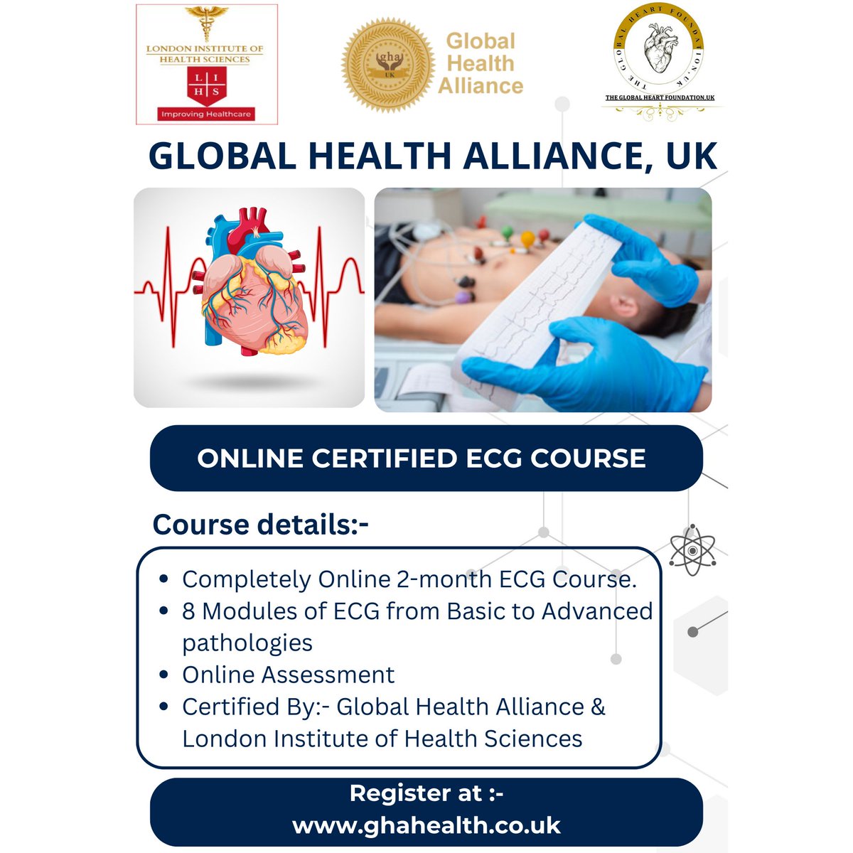 UK Online Certified ECG Course Register At:- ghahealth.co.uk Email :- info@ghahealth.co.uk #Cardiology #Electrocardiogram #Physicians #GPs #CriticalCare #medtwitter #cardiotwitter #ECG #Medical #hospitals #ccu #nursing #bbc #GHA #Course #doctor #MedTwitter