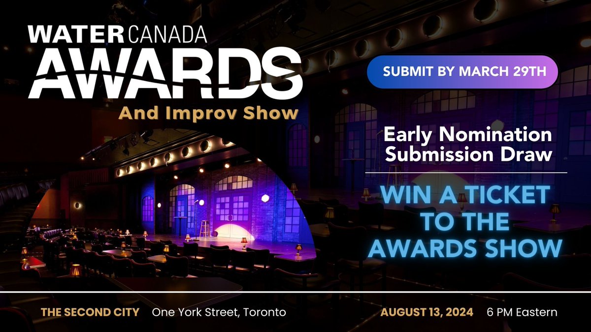 🌊 Nominations for Water Canada Awards 2024 close next week! Submit by tomorrow for a chance to win a FREE ticket to the awards gala and Improv show! docs.google.com/forms/d/e/1FAI…