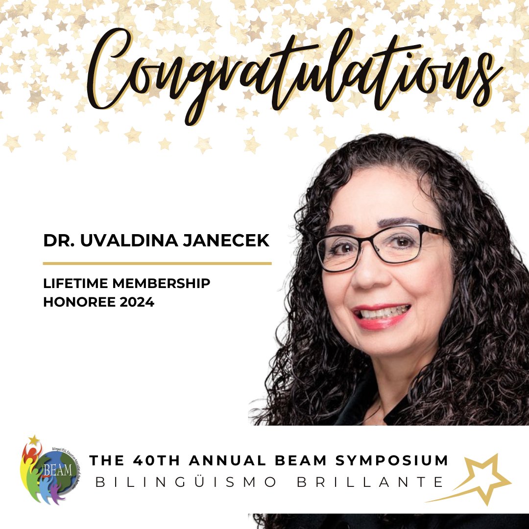 We're thrilled to celebrate Dr. Janecek! Throughout the years she has made an immeasurable impact on BEAM. Thank you for your incredible service! #LifetimeMember #BilingüismoBrillante #BEAM40