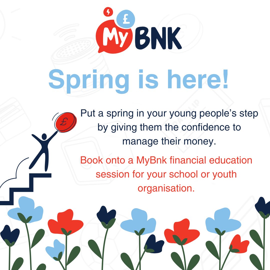 Spring is here & it's a time for new beginnings! Start a journey of financial discovery for children and young people & give them the confidence to take control of their money Request a #FinancialEducation session for your #school or #YouthOrganisation⬇️ mybnk.org/our-work/finan…