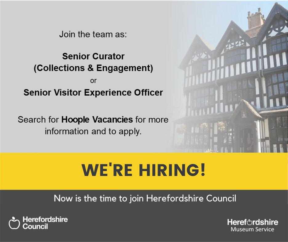 🌟 We're hiring! 💼 Join us as Senior Visitor Experience Officer or Senior Curator! 🎨 Shape the future of Herefordshire's museums, drive impactful change, and inspire connection. 

Apply now! #MuseumJobs #HerefordshireCulture 🏛️🚀

Find out more at:  orlo.uk/natn6