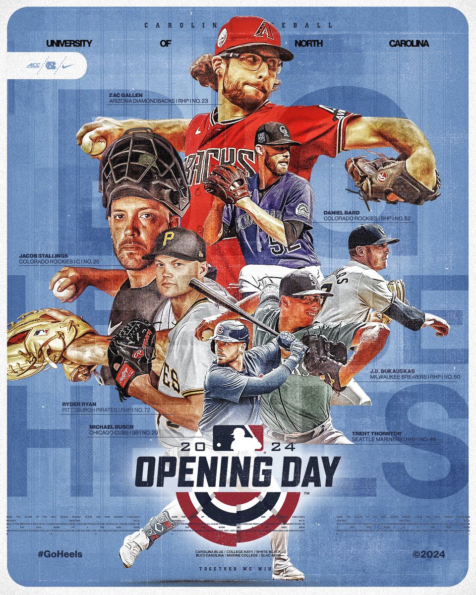 𝗢𝗣𝗘𝗡𝗜𝗡𝗚 𝗗𝗔𝗬 Happy #OpeningDay   and best of luck to the #ProHeels in the show! #GoHeels x @MLB