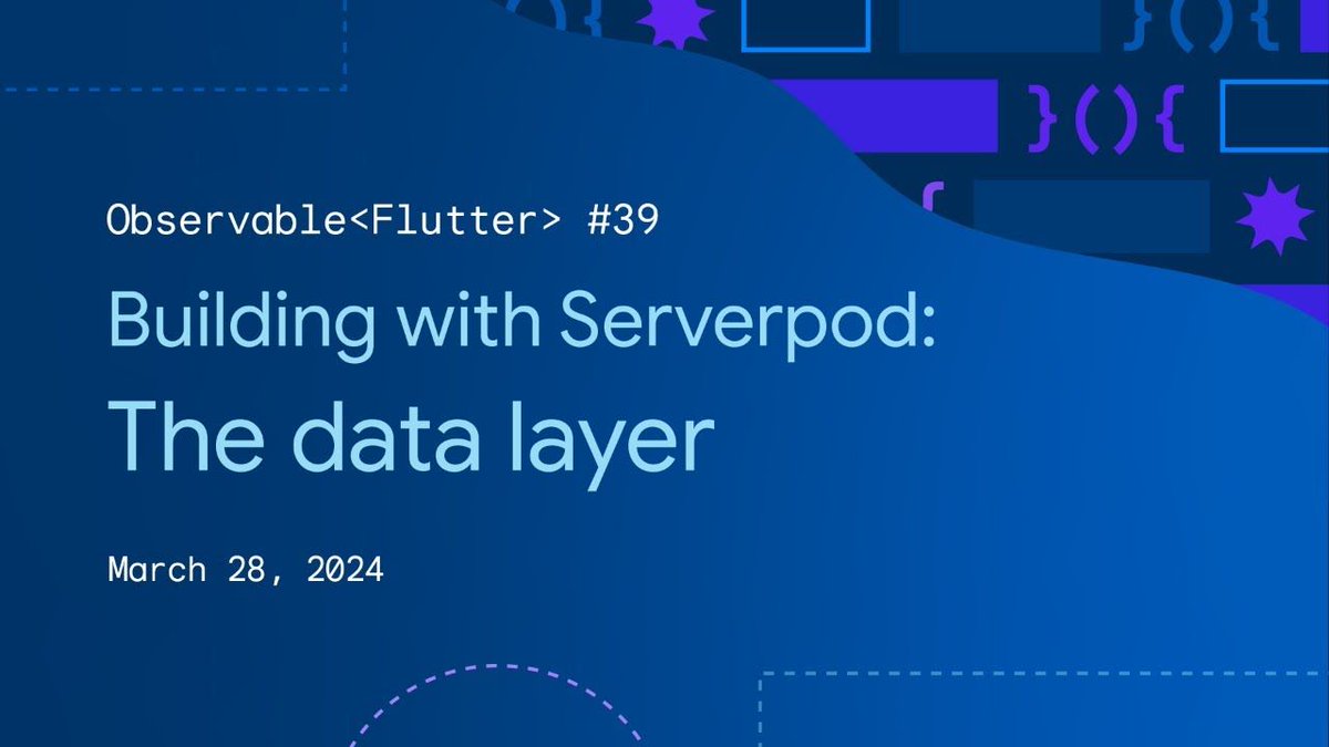 Observable Flutter #39: Building a data layer with Serverpod bit.ly/3vmWTLt
 #ObservableFlutter #Flutter