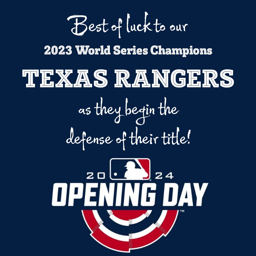 After 51 long years, the <a href="/Rangers/">Texas Rangers</a> won their first World Series Championship in 2023! Today, the defense of their title begins. On behalf of the <a href="/DHSHallofState/">Dallas History</a> at <a href="/fairparkdallas/">Fair Park Dallas</a>, we just have one thing to say ...

LET'S GO RANGERS!! 💙⚾💙
#RunItBack in 2024!!
#OpeningDay2024