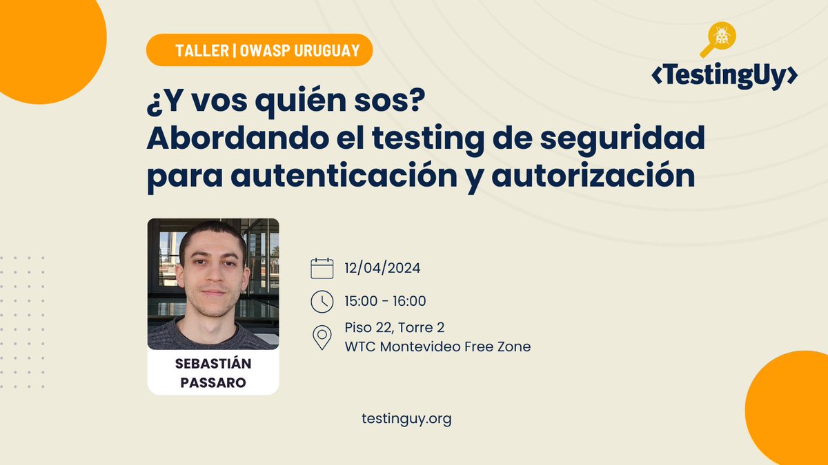 En este taller veremos #pruebas de seguridad sobre una aplicación intencionalmente vulnerable desarrollada por OWASP, acotándose a funcionalidades de autenticación y controles de autorización. Estos componentes son parte de los puntos 1 y 7 del OWASP Top 10 actual.

#testinguy