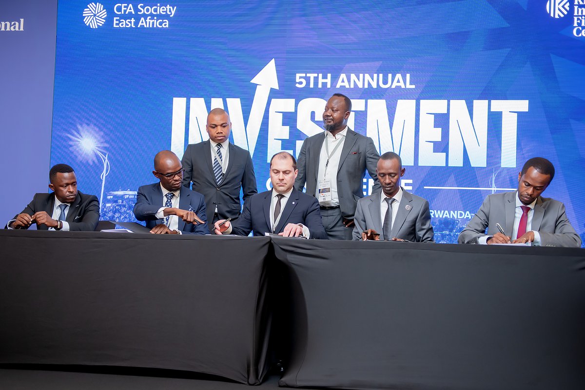 Kigali International Financial Centre (@kigali_ifc) on Twitter photo On the sidelines of the conference, an MoU aimed at the promotion of the Chartered Financial Analyst (CFA) Qualification Program was signed.
The MoU was signed between <a href="/CMARwanda/">Capital Market Authority | Rwanda</a>, Rwanda Finance Ltd, <a href="/CFAinstitute/">CFA Institute</a>, <a href="/CFASocietyEA/">CFA Society East Africa</a>, and <a href="/FinAccoHub/">The FinAcco Hub</a>. On the sidelines of the conference, an MoU aimed at the promotion of the Chartered Financial Analyst (CFA) Qualification Program was signed.
The MoU was signed between <a href="/CMARwanda/">Capital Market Authority | Rwanda</a>, Rwanda Finance Ltd, <a href="/CFAinstitute/">CFA Institute</a>, <a href="/CFASocietyEA/">CFA Society East Africa</a>, and <a href="/FinAccoHub/">The FinAcco Hub</a>.