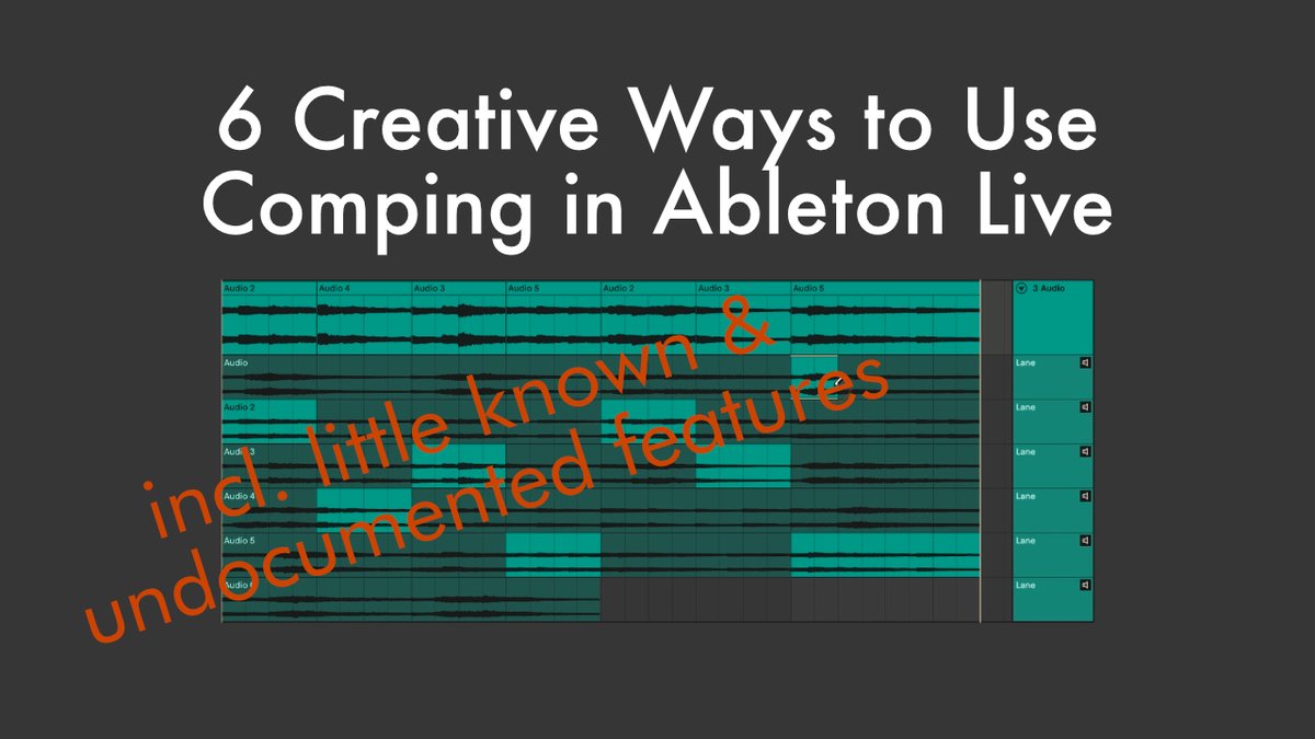 Most people think comping is just for audio recordings of instruments or vocals, but it's so much more. I'm sure you'll have plenty of aha moments even if you make use of comping in #Ableton Live already while watching this video. sonicbloom.net/6-creative-way…