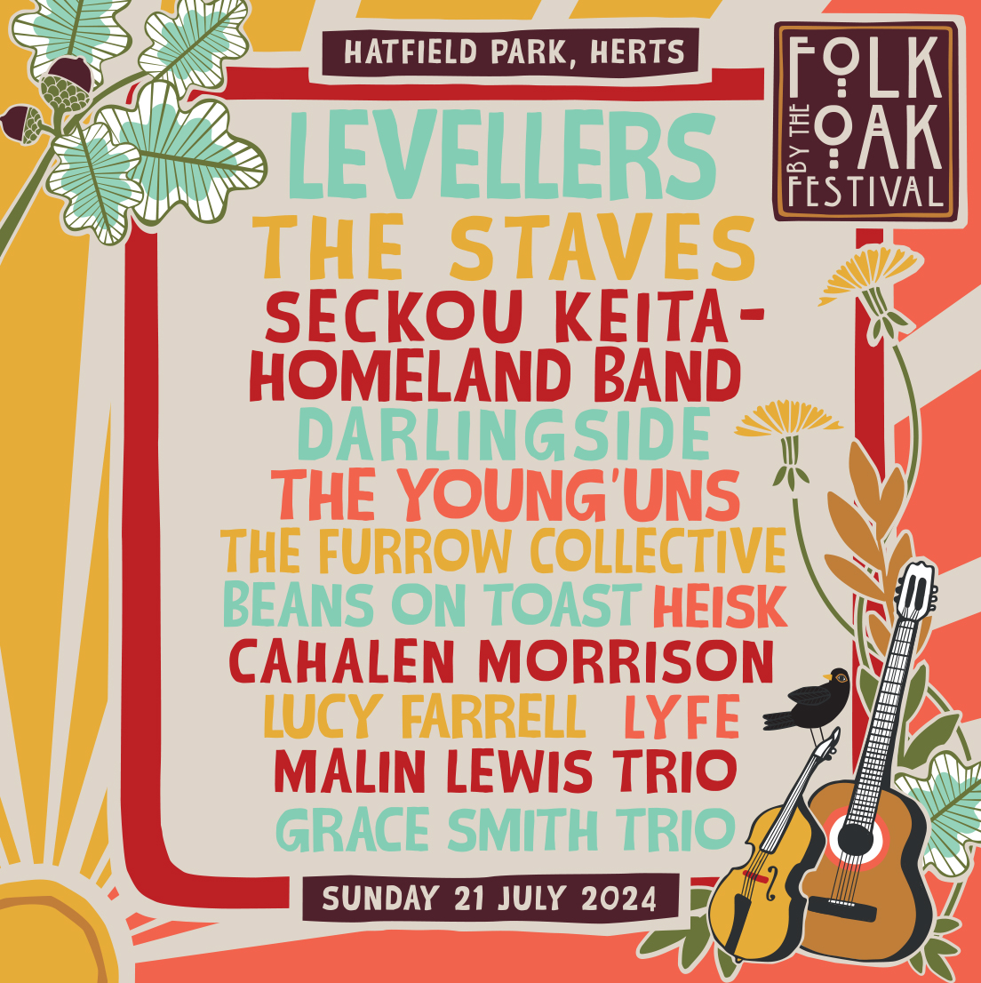 😃Wow! Our early bird tickets are flying out & there’s just 1 day left to get yours!🎟️ ⏳ Book TODAY at folkbytheoak.com for great savings on Adult & Family tickets, & join us for back-to-back exceptional music & festival fun in our beautiful arena at @_HatfieldPark_ 🌳🌞