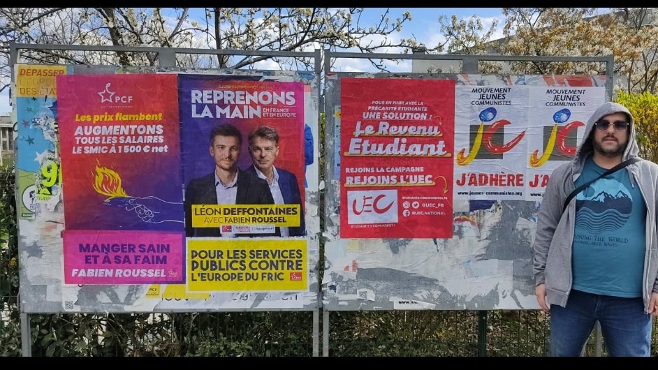 A l'approche des élections européennes, les jeunes communistes Haut-Rhinois restent déterminé aujourd'hui pour une session de collage